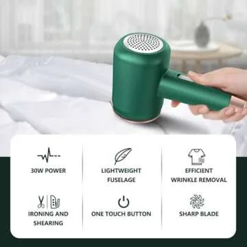 Portable Mini Ironing Machine, New Travel Mini Steam Iron, Handheld Garment Steamer, Fast Preheating Steam Dry Ironing, 360 Degree Ironing Without Dead Angle for Home and Travel (Green)