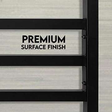 AMBEE21 Golden Gate Beds Canopy Metal Bed Frame with Headboard – Wrought Iron Platform Design, Sturdy Slatted Base, No Box Spring Needed, Underbed Storage Space – Queen, Black