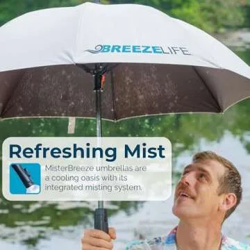 Breeze Life Rechargeable Mister Breeze, Sun Umbrella with Fan and Mister, Umbrella Mister with Built...