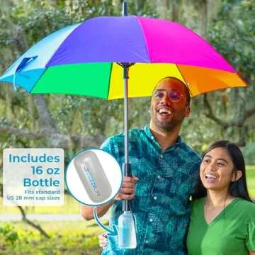 Breeze Life Rechargeable Mister Breeze, Sun Umbrella with Fan and Mister, Umbrella Mister with Built-in Fan, For Festivals, Beach and More, Blocks Harmful Sun Rays, Mist bottle included, Gray