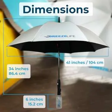 Breeze Life Rechargeable Mister Breeze, Sun Umbrella with Fan and Mister, Umbrella Mister with Built-in Fan, For Festivals, Beach and More, Blocks Harmful Sun Rays, Mist bottle included, Gray