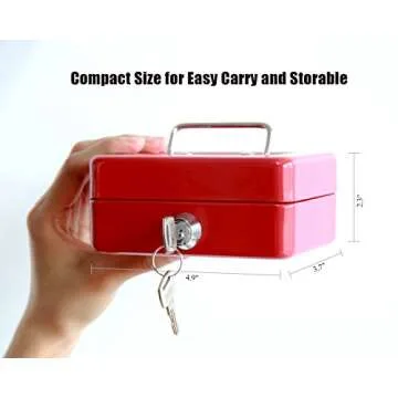 Small Jssmst Cash Box with Lock and Slot for Kids & Adults