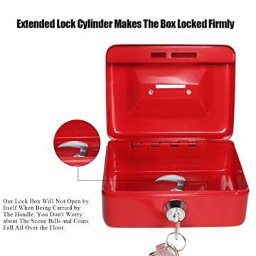 Small Jssmst Cash Box with Lock and Slot for Kids & Adults