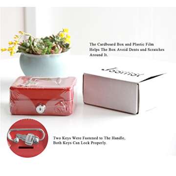 Small Jssmst Cash Box with Lock and Slot for Kids & Adults