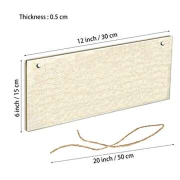 Unfinished Wood Hanging Sign Blank Wood Plaque with Ropes for Home DIY Projects Craft Decor (3 Pieces), 6x12 Inches