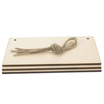 Unfinished Wood Hanging Sign Blank Wood Plaque with Ropes for Home DIY Projects Craft Decor (3 Pieces), 6x12 Inches