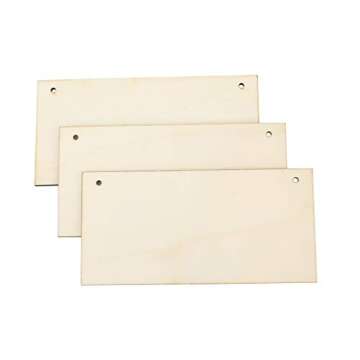 Unfinished Wood Hanging Sign Blank Wood Plaque with Ropes for Home DIY Projects Craft Decor (3 Pieces), 6x12 Inches