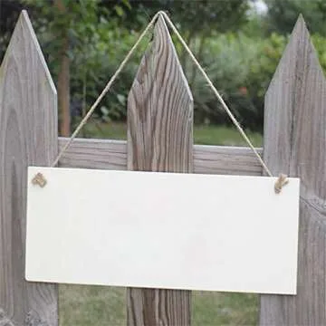Unfinished Wood Hanging Sign Blank Wood Plaque with Ropes for Home DIY Projects Craft Decor (3 Pieces), 6x12 Inches