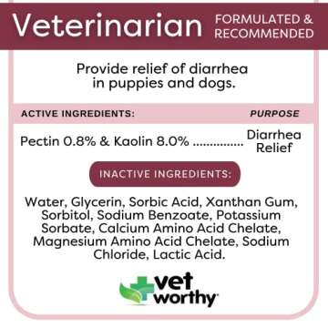 Vet Worthy Anti-Diarrhea for Dogs - Dog Supplement to Help Relieve Diarrhea, Stomach Upset, and Discomfort - 8oz