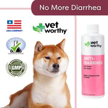 Vet Worthy Anti-Diarrhea for Dogs - Dog Supplement to Help Relieve Diarrhea, Stomach Upset, and Discomfort - 8oz