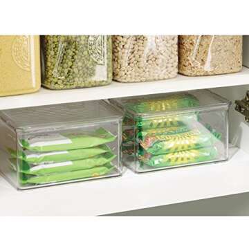 iDesign Recycled Plastic Pantry and Kitchen Storage, Freezer and Fridge Organizer Lidded Bin – 6.75” x 5.75” x 3.75”, Clear