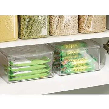 iDesign Recycled Plastic Pantry and Kitchen Storage, Freezer and Fridge Organizer Lidded Bin – 6.75” x 5.75” x 3.75”, Clear