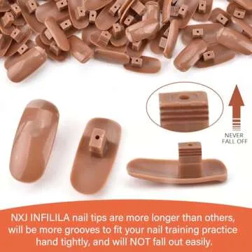 NXJ INFILILA Practice Hand for Acrylic Nails, Nail Practice Hand, Nail Trainning Hand, Flexible Nail Practice Hand Kits with 200 PCS Nail Tips, Nail Files and Clipper, Nail Supplies for Nail Techs