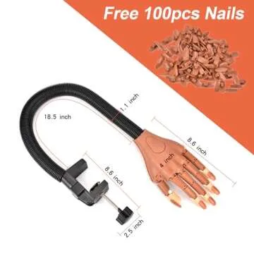 NXJ INFILILA Practice Hand for Acrylic Nails, Nail Practice Hand, Nail Trainning Hand, Flexible Nail Practice Hand Kits with 200 PCS Nail Tips, Nail Files and Clipper, Nail Supplies for Nail Techs