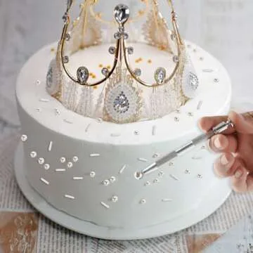 Kasvan silver Mix Sugar Sprinkles - Edible Candy Pearls with 4-Claw Sprinkle Pen,118g/4.16 Oz, Gift Box Pack, Baking Cake Decorations, Ice Cream Toppings and Cookie Decorating, Wedding Party Chirstmas Supplies