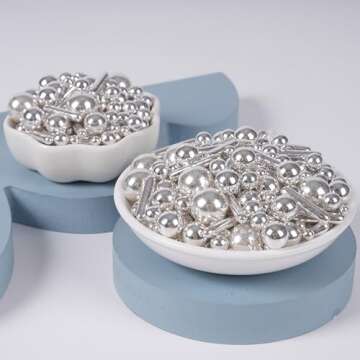 Kasvan silver Mix Sugar Sprinkles - Edible Candy Pearls with 4-Claw Sprinkle Pen,118g/4.16 Oz, Gift Box Pack, Baking Cake Decorations, Ice Cream Toppings and Cookie Decorating, Wedding Party Chirstmas Supplies