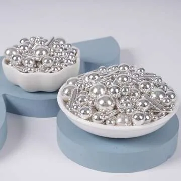 Kasvan silver Mix Sugar Sprinkles - Edible Candy Pearls with 4-Claw Sprinkle Pen,118g/4.16 Oz, Gift Box Pack, Baking Cake Decorations, Ice Cream Toppings and Cookie Decorating, Wedding Party Chirstmas Supplies