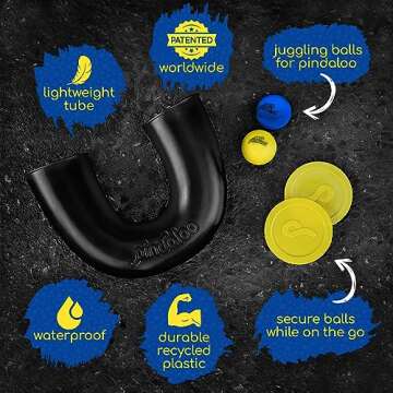 Original pindaloo Skill Game with 2 Balls- Gifts for Kids and Adults Indoor & Outdoor Games, Ball Toys for Boys, Girls, & Teens - Gift Ideas, Fun Stuff, Develops Motor & Juggling Skills (Black Carbon)