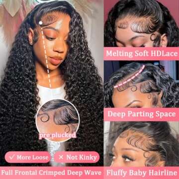 RJCY 30 Inch 13x6 Deep Wave Lace Front Wigs Human Hair 200 Density 13x6 HD Lace Front Wigs Human Hai...