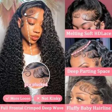 RJCY 30 Inch 13x6 Deep Wave Lace Front Wig - 200 Density HD Human Hair