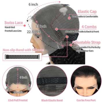 RJCY 30 Inch 13x6 Deep Wave Lace Front Wigs Human Hair 200 Density 13x6 HD Lace Front Wigs Human Hair Pre Plucked Deep Curly Glueless Wig 100% Virgin Human Hair Lace Front Wigs for Women