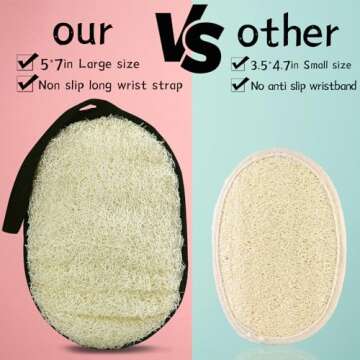 Natural Loofah Sponge (2 Pack),Large 7"x5.1"Shower Loofah Sponge Exfoliating Body Scrubber for Women and Men,Natural Materials are Easily Biodegradable and Bath Exfoliation Doesn't Hurt The Skin
