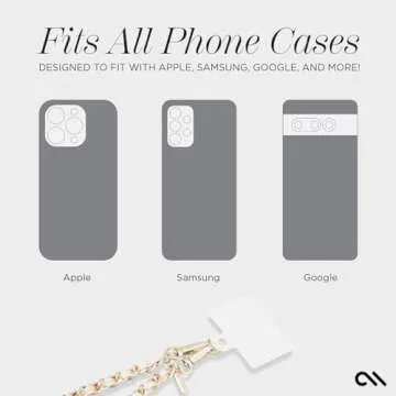 Case-Mate Crossbody Phone Lanyard [Works with All Phones] Hands-Free Strap - Leather Cell Phone Charm - Neck Chain Holder for iPhone 16 Pro Max /15 Pro Max /14/13/12/S25 Ultra - Gold Chain Tan Leather