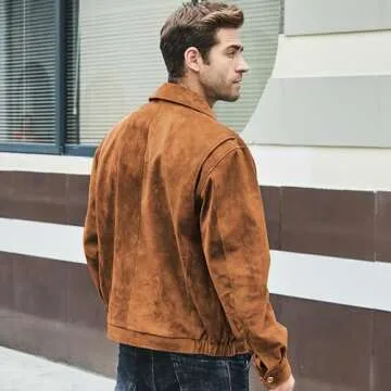 Stylish FLAVOR Men's Suede Leather Bomber Jacket