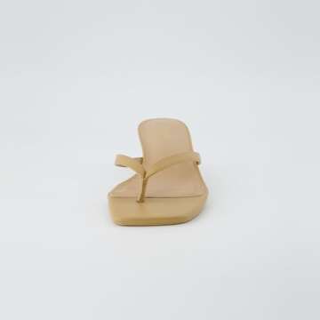 CUSHIONAIRE Women's Comfortable Vegan Leather Kitten Heel Sandals