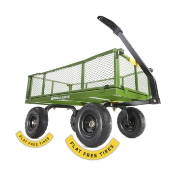 Gorilla Carts 4 Cu. Steel Utility Cart with No-Flat Tires, Green (Amazon Exclusive)