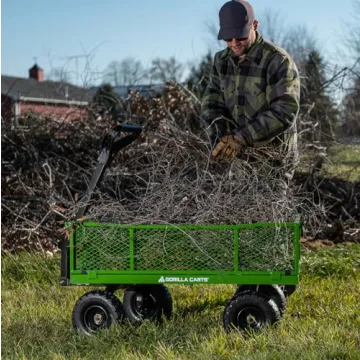 Gorilla Carts 4 Cu. Steel Utility Cart with No-Flat Tires, Green (Amazon Exclusive)