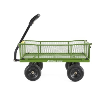 Gorilla Carts 4 Cu. Steel Utility Cart with No-Flat Tires, Green (Amazon Exclusive)