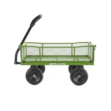 Gorilla Carts 4 Cu. Steel Utility Cart with No-Flat Tires, Green (Amazon Exclusive)