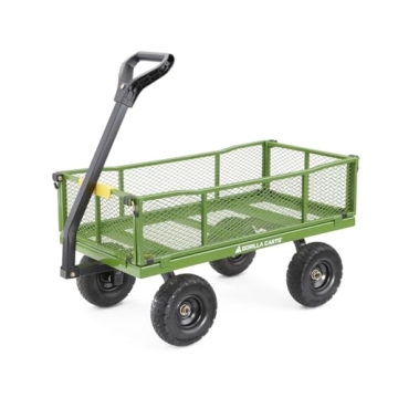 Gorilla Carts 4 Cu. Steel Utility Cart with No-Flat Tires, Green (Amazon Exclusive)