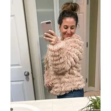 Inorin Womens Fall Open Front Cardigan Faux Fur Coat Vintage Parka Shaggy Jacket Warm Coat Tops (Coffee, Medium)