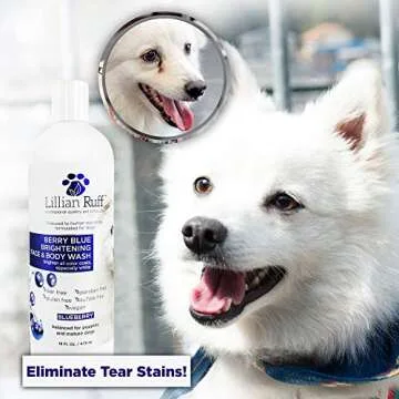 Lillian Ruff Berry Blue Brightening Face and Body Wash for Dogs - Blueberry Shampoo - Remove Tear Stains, Hydrate Dry Itchy Skin, Add Shine & Luster to Coats (Berry Blue Shampoo 16oz)