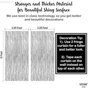 KatchOn, Large Silver Backdrop Curtain - 3.2x8 Feet, Pack of 2, Silver Streamers Backdrop | Happy Ne...