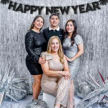 KatchOn, Large Silver Backdrop Curtain - 3.2x8 Feet, Pack of 2, Silver Streamers Backdrop | Happy New Year Backdrop for Happy New Year Decorations | Silver Fringe Backdrop for Silver Party Decorations