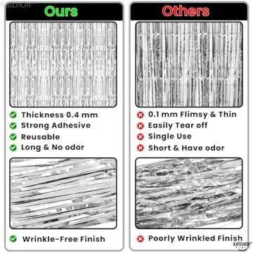 KatchOn, Large Silver Backdrop Curtain - 3.2x8 Feet, Pack of 2, Silver Streamers Backdrop | Happy New Year Backdrop for Happy New Year Decorations | Silver Fringe Backdrop for Silver Party Decorations