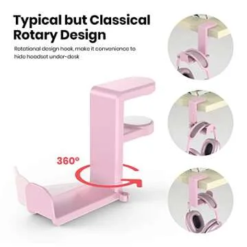 Stylish Rotating Headphone Stand for Gamers and Office Use
