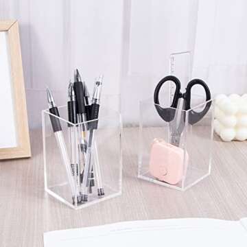 WERADNISH 2 Pack Acrylic Pencil Holder for Desk Organization
