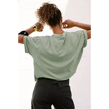 Women's Oversize Crop Tops Comfy Half Sleeve Drop Shoulder Tees