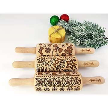CHRISTMAS FUN 3 Kid Rolling Pin Set - Fun Baking Gift for Kids
