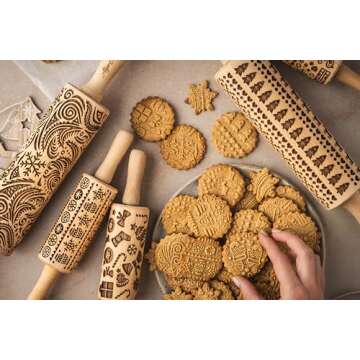 CHRISTMAS FUN 3 Kid Rolling Pin Set for Baking Fun