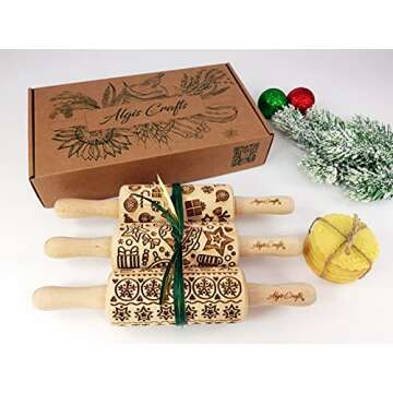 CHRISTMAS FUN 3 Kid Rolling Pin Set for Baking Fun