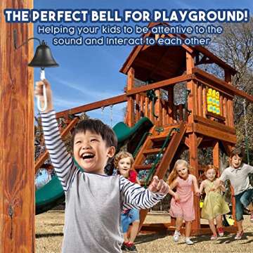 Upstreet's Outdoor Bell & Indoor Dinner Bell/Made of Black Large Bell, Cast Iron Bell, Ideal for Wall Mounted Bell, Bracket Mounts Metal Dinner Bell and Hanging Bell for Home, School or Church