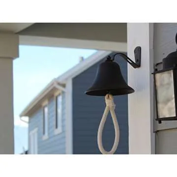 Upstreet's Outdoor Bell & Indoor Dinner Bell/Made of Black Large Bell, Cast Iron Bell, Ideal for Wall Mounted Bell, Bracket Mounts Metal Dinner Bell and Hanging Bell for Home, School or Church