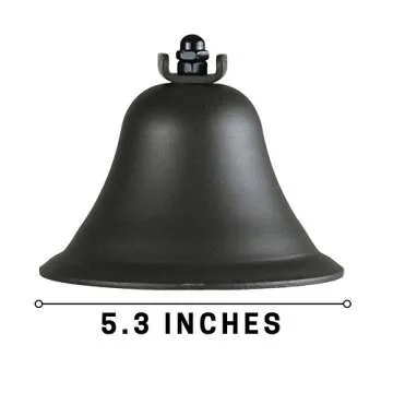 Upstreet's Outdoor Bell & Indoor Dinner Bell/Made of Black Large Bell, Cast Iron Bell, Ideal for Wall Mounted Bell, Bracket Mounts Metal Dinner Bell and Hanging Bell for Home, School or Church