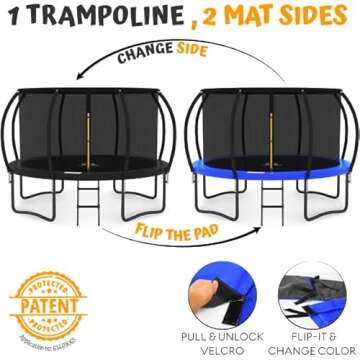 JUMPZYLLA Trampoline 8FT 10FT 12FT 14FT 15FT 16FT Trampoline with Enclosure - Recreational Trampolines with Ladder and AntiRust Coating, ASTM Approval Outdoor Trampoline for Kids