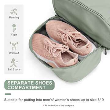 Coofay Gym Backpack for Women - Waterproof, Lightweight, Large Travel Sports Gym Bag with Shoe Compartment